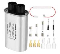 PATIKIL Microondas Condensador Kit, 1 uF AC 2100 V Alto Voltaje Condensador con 8uds Accesorios Reemplazo para Universal Microondas Horno, Plateado Tono