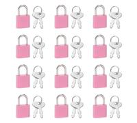 PATIKIL Mini candado, 12 piezas pequeñas de plástico decorativo para diario, mini candados con llave para diario, libro, maleta, joyero, mochila, equipaje, color rosa