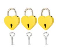 PATIKIL Mini candado de corazón con llave, (1.2 x 1.5 pulgadas, amarillo) (3 unidades), candado en forma de corazón, candados de metal, apto para puente de amantes, aniversario, diario, bolso, joyero