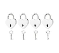 PATIKIL Mini candado de corazón con llave, (1.2 x 1.5 pulgadas, blanco) (4 unidades), candado en forma de corazón, candados de metal, apto para puente de amantes, aniversario, diario, bolso, joyero