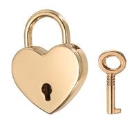 PATIKIL Mini candado de corazón con llave, (1.2 x 1.5 pulgadas, dorado) (1 unidad), candado en forma de corazón, candado de metal con forma de corazón, apto para puente de amantes, aniversario, diario