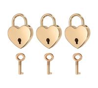 PATIKIL Mini candado de corazón con llave, (3 unidades, 3 unidades), candado en forma de corazón de metal, apto para puente de amantes, aniversario, diario, bolso, joyero