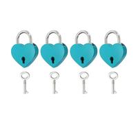PATIKIL Mini cerradura de corazón con llave, (1.2 x 1.5 pulgadas, azul) (4 unidades), candado en forma de corazón, candados de metal, apto para puente de amantes, aniversario, diario, bolso, joyero