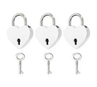 PATIKIL Mini cerradura de corazón con llave, (1.2 x 1.5 pulgadas, color blanco) (3 unidades), candado en forma de corazón, candados de metal, apto para puente de amantes, aniversario, diario, bolso