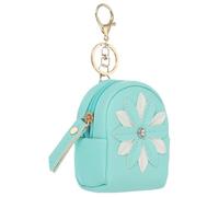 PATIKIL Mini llavero de mochila para mujer, diseño creativo de flores con diamantes de imitación, llavero de piel sintética para maquillaje, llaves, tarjetas, organizador de cables de datos, bolsa con