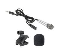 PATIKIL Mini Micrófono Micrófono Vocal Portátil Plateado para Grabación de Voz y Canto con Soporte de Micrófono y Cubierta Paquete de 1