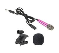 PATIKIL Mini Micrófono Micrófono Vocal Portátil Rosa Rojo para Grabación de Voz y Canto con Soporte de Micrófono y Cubierta Paquete de 1