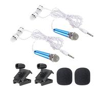 PATIKIL Mini Micrófono Portátil Vocal Micrófono Azul para Voz Grabar y Cantar con Auricular, Micrófono Soporte y Cubierta Paquete de 2