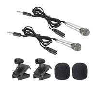 PATIKIL Mini Micrófono Portátil Vocal Micrófono Plata para Voz Grabar y Cantar con Micrófono Soporte y Cubierta Paquete de 2