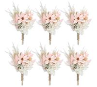 PATIKIL Mini Ramo de Flores Secas, 6 Pcs Hierba de Pampas Natural Flores Silvestres con Tallo Decoración Gypsophila Planta Floral Boho para Manualidades DIY Accesorios, Rosa/Blanco