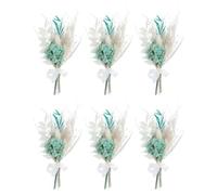 PATIKIL Mini Ramo De Flores Secas, 6 Pcs Pampas Hierba Natural Flores Silvestres con Tallo Decoración Flor De Infante Planta Floral Boho para Manualidades DIY Accesorios, Azul Verde