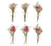 PATIKIL Mini Ramo de Flores Secas, 6 Pzas Rosa Natural Flor Silvestre con Tallo Decoración Gypsophila Boho Planta Floral para Manualidades DIY Foto Regalo Boda, Rojo Oscuro/Rojo Rosa/Crema