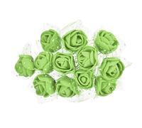 PATIKIL Mini Rosas Artificiales Cabezas de Flores 2.5cm, 144Pcs de Rosas Falsas de Espuma a Granel con Gasa para Ramo de Boda, Boutonnieres, Manualidades de Pasteless, Verde