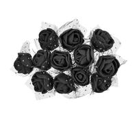 PATIKIL Mini Rosas Artificiales Cabezas de Flores 2.5cm, 144Pcs de Rosas Falsas de Espuma a Granel con Gasa para Ramo de Boda, Boutonnieres, Manualidades de Pasteless, Negro