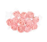 PATIKIL Mini Rosas Artificiales Cabezas de Flores 2.5cm, 144Pcs de Rosas Falsas de Espuma a Granel con Gasa para Ramo, Boutonnieres, Manualidades de Pasteless, Rosa Claro