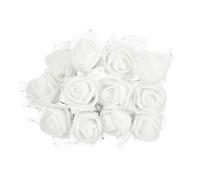 PATIKIL Mini Rosas Artificiales Cabezas de Flores 2.5cm, 144Pcs Tallos a Granel Espuma Rosas Falsas con Gasa para Ramo de Boda Boutonnieres Tartas Manualidades, Blanco
