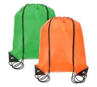 PATIKIL Mochila De Cordón, 2 Pack Bolsa De Cordón Deportiva Para Gimnasio Yoga Viajes Natación Playa, Verde, Naranja