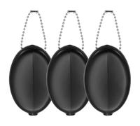 PATIKIL Monedero de goma, 3 soportes para monedas con cadena para hombres y mujeres, compras, viajes, color negro