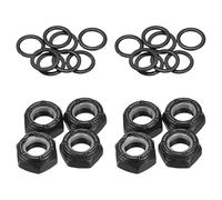 PATIKIL Monopatín Bloqueo Tuercas Juego, 2 Juegos 5/16 Monopatín Camión Eje Arandelas Espaciador Herraje Reparación Kit para Tabla Larga Crucero, Negro