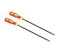 PATIKIL Motosierra Cadena Afilado Lima, 2 Paquete 3/16" (4,8mm) Redonda Cadena Sierra Afilador Lima con Plástico Mango para Motosierra, Rojo Amarillo