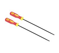 PATIKIL Motosierra Cadena Afilado Lima, 2 Paquete 5/32 Pulgadas (4,0mm) Redonda Cadena Sierra Afilador Lima con Plástico Mango para Motosierra, Rojo Amarillo
