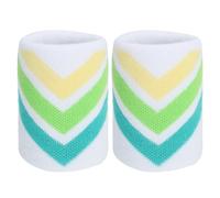 PATIKIL Muñequeras Deportivas para Hombre Y Mujer, 2 Pcs Muñequeras De Tenis Transpirables Banda Absorbente De Sudor para Baloncesto Fútbol Béisbol Gimnasio Correr, Blanco/Amarillo