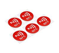 PATIKIL NFC Pegatinas, 5 Paquete NFC213 Etiqueta Pegatina 144 Bytes Memoria Totalmente Programable Vacio Redondas 30mm/1,2" Diámetro para Teléfono, Aparatos Habilitados para NFC, Rojo