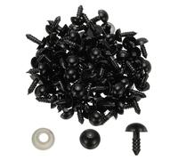 PATIKIL Ojos De Seguridad De 10mm, 100 Juegos De Ojos De Plástico Para Manualidades Con Arandelas, Ojos De Seguridad Para Animales De Peluche, Crochet, Manualidades DIY, Negro
