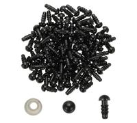 PATIKIL Ojos De Seguridad De 6mm, 150 Juegos De Ojos De Plástico Para Manualidades Con Arandelas, Ojos De Seguridad Para Animales De Peluche, Crochet, Manualidades, Negro