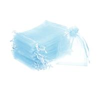 PATIKIL Organza Bolsas, 100uds 4.72x3.5 Pulgadas Cordón Mini Bolsas Favor Regalo Golosinas Joyas Bolsos para Fiesta Casamiento, Celeste