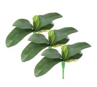 PATIKIL Orquídea Hojas 10.63 Pulgadas, 3uds Pequeñas Artificiales Falso Falenopsis Follaje Real Látex Toque Verde Planta 5 Hojas con Tallos para Casa Flores Maceta Decoración, Verde