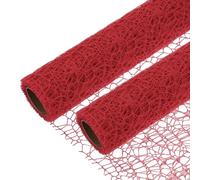 PATIKIL Papel de Envoltura de Ramo Floral de Malla de Red de Jacquard de 180"L x 19.7"W, 2 Rollos de Papel Coreano de Encaje Floral para Empaquetar Flores Frescas, Rojo