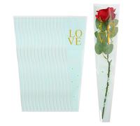 PATIKIL Paquete de 150 bolsas de envoltura de flores, mangas de embalaje florales azules con cintas borde dorado para ramos de boda, cumpleaños, graduación, aniversario, arreglo, regalo, 17.7 x 4.7 x