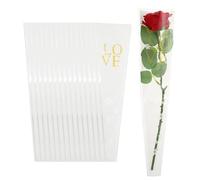 PATIKIL Paquete de 150 bolsas de envoltura de flores, mangas de embalaje florales blancas con cintas borde dorado para ramos de boda, cumpleaños, graduación, aniversario, arreglo, regalo, 17.7 x 4.7 x