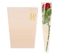 PATIKIL Paquete de 150 bolsas de envoltura de flores, mangas de embalaje florales rosas con cintas borde dorado para ramos de boda, cumpleaños, graduación, aniversario, arreglo, regalo, 17.7 x 4.7 x