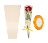 PATIKIL Paquete de 50 bolsas de envoltura de flores, fundas de embalaje florales de papel kraft con cintas, lindas para ramos de boda, cumpleaños, graduación, aniversario, arreglo, regalo, 17.7 x 4.7