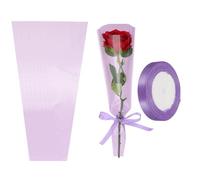 PATIKIL Paquete de 50 bolsas de envoltura de flores, mangas de embalaje florales de color morado claro con cintas, lindas para ramos de boda, cumpleaños, graduación, aniversario, arreglo, regalo, 17.7