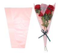 PATIKIL Paquete de 50 bolsas de papel de estraza para envolver flores, mangas de embalaje de ramo floral rosa para boda, cumpleaños, graduación, aniversario, arreglo, regalo, 17.3 x 11 x 3.5 pulgadas