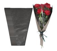 PATIKIL Paquete de 50 bolsas de papel de estraza para envolver flores, mangas de embalaje de ramo floral negro para boda, cumpleaños, graduación, aniversario, arreglo, regalo, 17.3 x 11 x 3.5 pulgadas