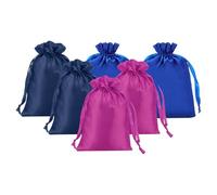 PATIKIL Paquete De 6 Bolsas De Satén Con Cordón Rojo Rosa/Azul/Azul Oscuro | 4 X 6 Pulgadas, Bolsas De Favor De Boda Mini Empaque De Regalo, Para Cumpleaños Navidad Joyería Fiesta