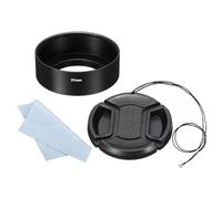 PATIKIL Parasol de 37mm Superficie Esmerilada de Enfoque Estándar Negro | Interior Antirreflectante, con Tapa de Objetivo de 52mm y Paño de Limpieza, para Lente de Cámara
