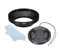 PATIKIL Parasol de 55mm Capucha Mate de Ángulo Amplio con Superficie Antirreflectante en el Interior con Tapa de Objetivo de 77mm y Paño de Limpieza para Lente de Cámara Negro