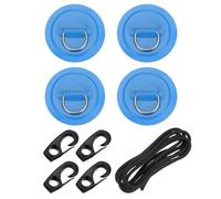 PATIKIL Parche De Anilla D, 4 Pcs Anilla D De Acero Inoxidable Parche De PVC Sin Pegar Incluye Cuerdas Elásticas De 8.2 Pies Y Ganchos Tabla De Paddle Canoa Tabla De Surf, Azul