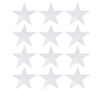 PATIKIL Parches De Estrella Para Planchar, 12 Pcs Parches Bordados De Estrella Para Coser Aplicaciones Decoraciones Para Ropa Chaquetas Gorras Mochilas Reparación, Blanco, 3.2" x 3.2"