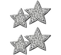 PATIKIL Parches De Estrellas Dobles De Rhinestone, 2 Piezas Parches De Aplicación De Forma De Estrella Doble Para Coser De Cristal Brillante Para Zapatos Ropa Pantalones Bolsos, Plateado