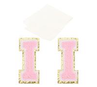 PATIKIL Parches de Letras de Hierro, Parche de Letra de Chenilla con Brillos con Cinta Rosa Alfabeto I