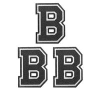 PATIKIL Parches de Letras para Planchar 3 Pcs Pegatinas Decorativas del Alalfabeto, Chenilla Adhesivo, para Reparar Jeans, Ropa, Bolsos, Sombreros, Camisas, Manualidades Alfabeto Negro B