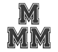 PATIKIL Parches de Letras para Planchar 3 Pcs Pegatinas Decorativas del Alalfabeto, Chenilla Adhesivo, para Reparar Jeans, Ropa, Bolsos, Sombreros, Camisas, Manualidades Alfabeto Negro M