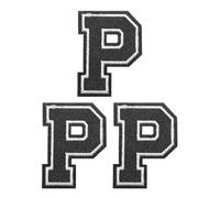 PATIKIL Parches de Letras para Planchar 3 Pcs Pegatinas Decorativas del Alalfabeto, Chenilla Adhesivo, para Reparar Jeans, Ropa, Bolsos, Sombreros, Camisas, Manualidades Alfabeto Negro P