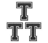 PATIKIL Parches de Letras para Planchar 3 Pcs Pegatinas Decorativas del Alalfabeto, Chenilla Adhesivo, para Reparar Jeans, Ropa, Bolsos, Sombreros, Camisas, Manualidades Alfabeto Negro T